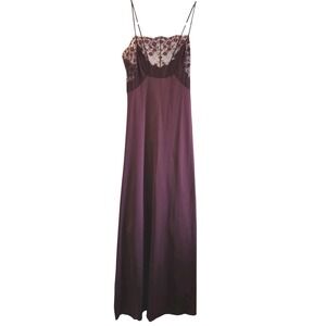 Vtg Ralph Montenero 60s Purple Nylon Lace Midi Slip Dress Nightgown Romantic S